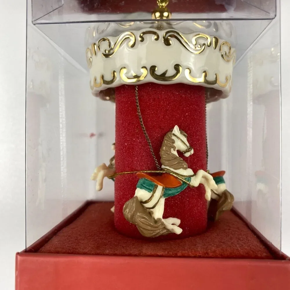 NEW Lenox Carousel Boxed Christmas Ornament Porcelain Horses 2000 NOS SEALED